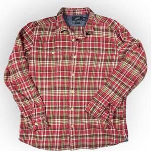 Grayers Mens XL Red Plaid Flannel Button Down Shirt Cotton Long Sleeve Pockets